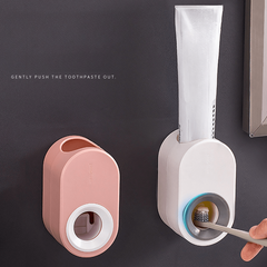 Automatic Toothpaste Dispenser Wall Mount Toothbrush Holder Set