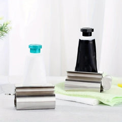 Stainless Steel Toothpaste Squeezer Dispenser with Toothbrush Holder