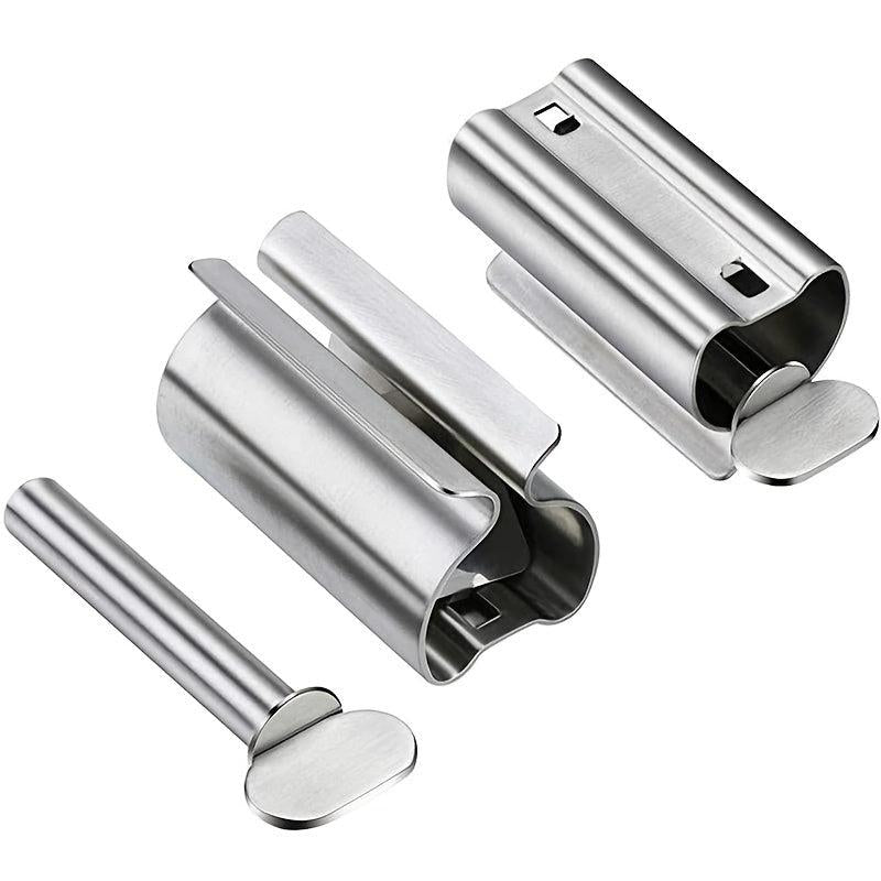 Stainless Steel Toothpaste Squeezer Dispenser with Toothbrush Holder