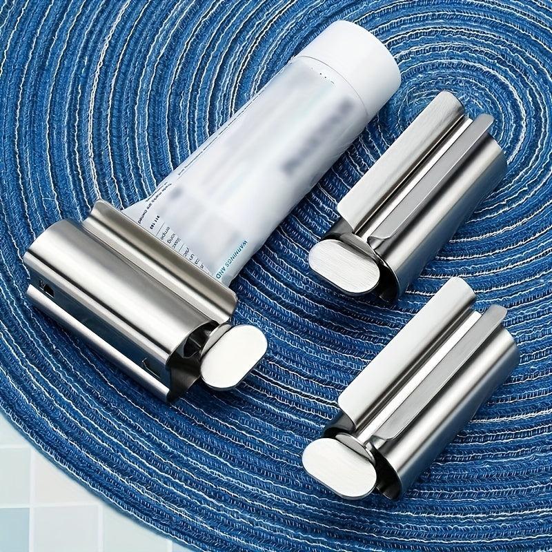 Stainless Steel Toothpaste Squeezer Dispenser with Toothbrush Holder