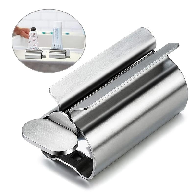 Stainless Steel Toothpaste Squeezer Dispenser with Toothbrush Holder