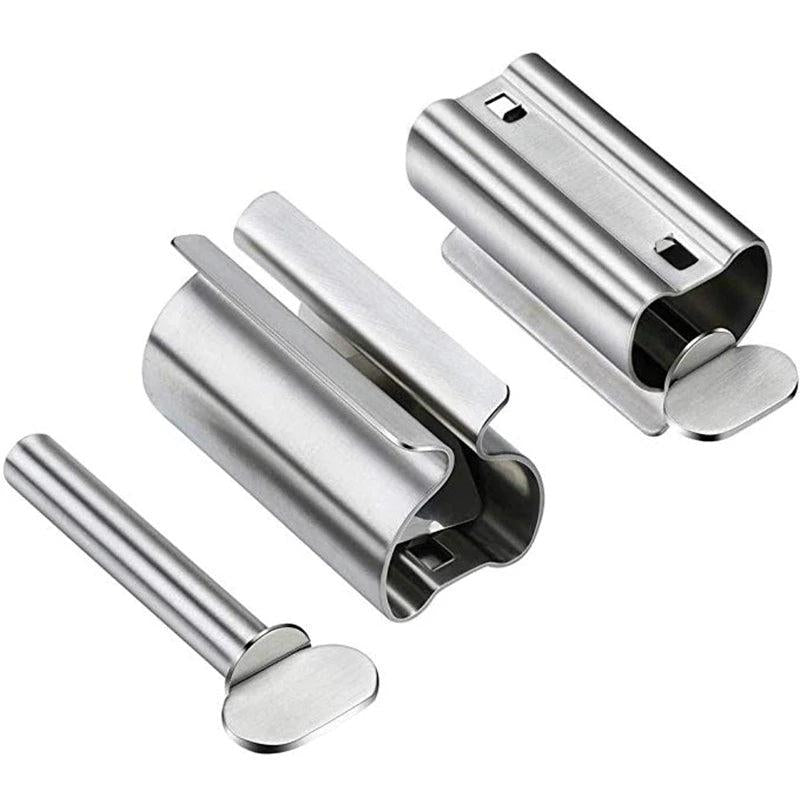 Stainless Steel Toothpaste Squeezer Dispenser with Toothbrush Holder