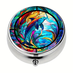 Colorful Underwater World Dolphins Pill Box 3 Compartment