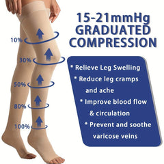 Compression Stockings 15-20 MmHg Open Toe Thigh High Length