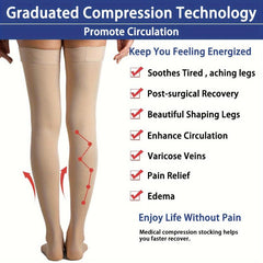 Compression Stockings 15-20 MmHg Open Toe Thigh High Length