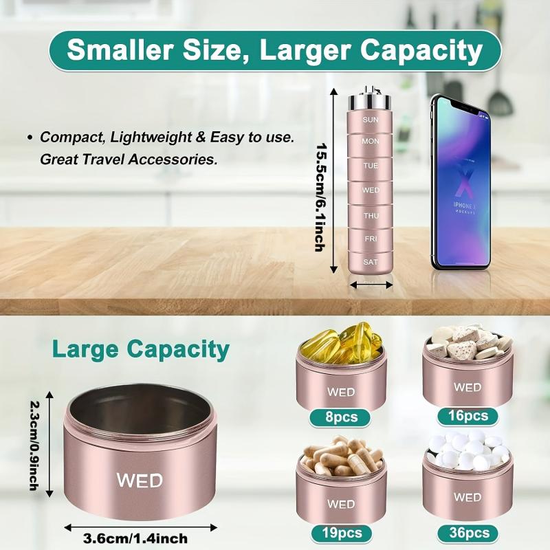 Waterproof Metal Pill Organizer Stackable BPA-Free for Vitamins Fish Oils
