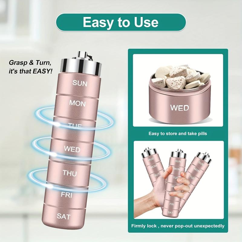 Waterproof Metal Pill Organizer Stackable BPA-Free for Vitamins Fish Oils