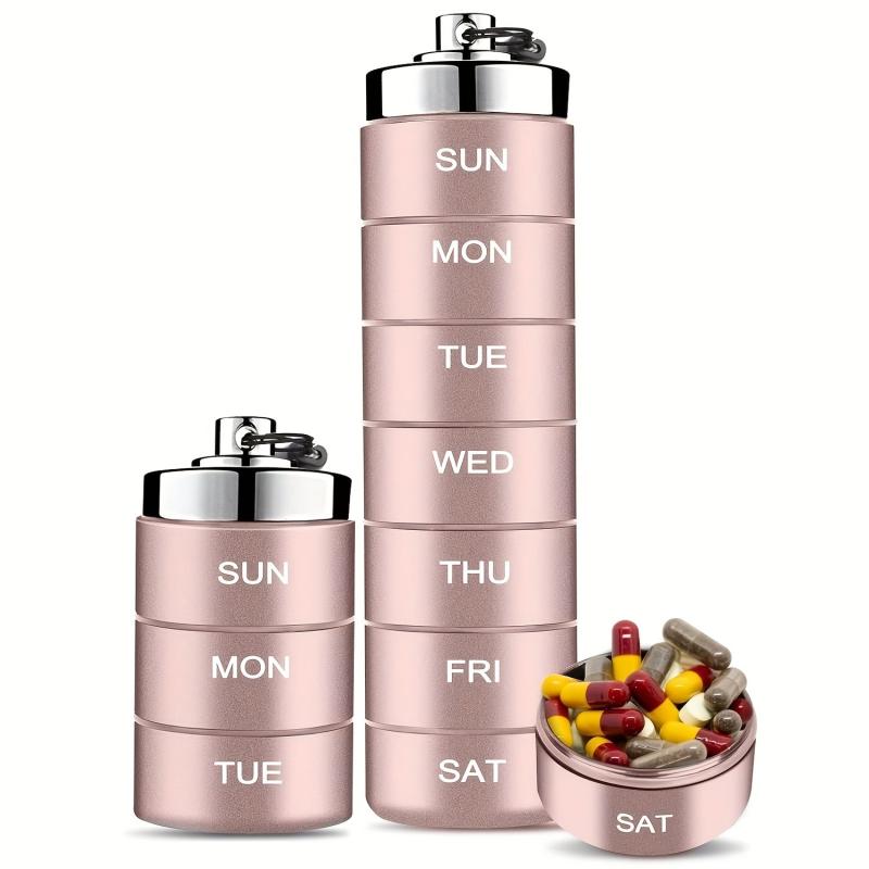 Waterproof Metal Pill Organizer Stackable BPA-Free for Vitamins Fish Oils