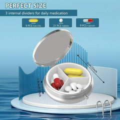 Portable Pill Box 3 Compartment Medicine Case