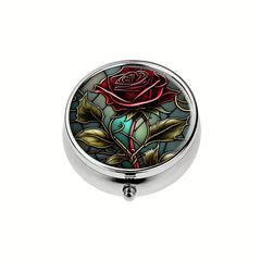 Rose Pill Box 3 Compartment Mini Decorative Travel Organizer Pill Case