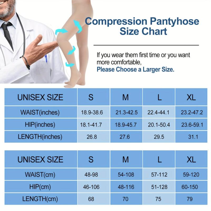 High Waist Tights Opaque Compression Stockings Pantyhose Women 15 21 MmHg