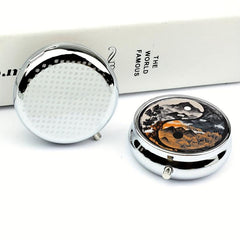 Yin Yang Mountains Pill Box 3 Compartment Medicine Organizer Portable Travel