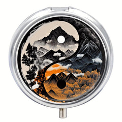 Yin Yang Mountains Pill Box 3 Compartment Medicine Organizer Portable Travel