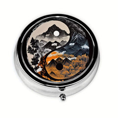 Yin Yang Mountains Pill Box 3 Compartment Medicine Organizer Portable Travel
