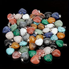 Heart Shaped Stone Pendants Healing Chakra Crystal Charms