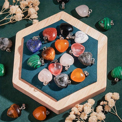 Heart Shaped Stone Pendants Healing Chakra Crystal Charms