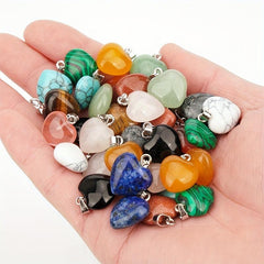 Heart Shaped Stone Pendants Healing Chakra Crystal Charms