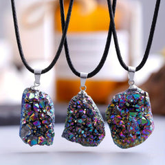 Colored Agate Crystal Pendant Energy Necklace