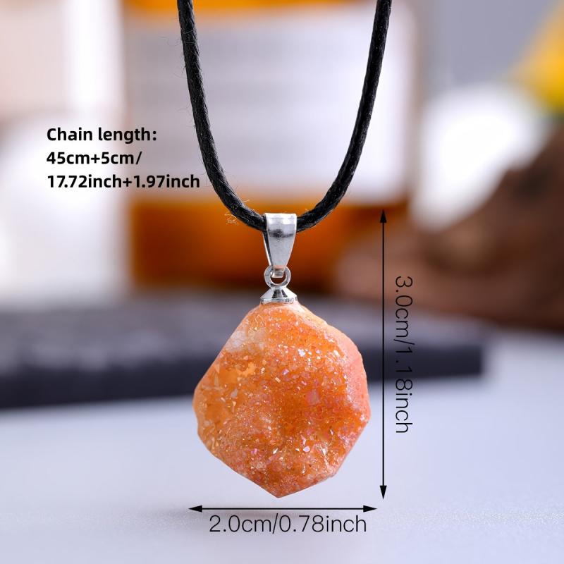 Colored Agate Crystal Pendant Energy Necklace