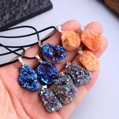 Colored Agate Crystal Pendant Energy Necklace