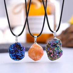Colored Agate Crystal Pendant Energy Necklace
