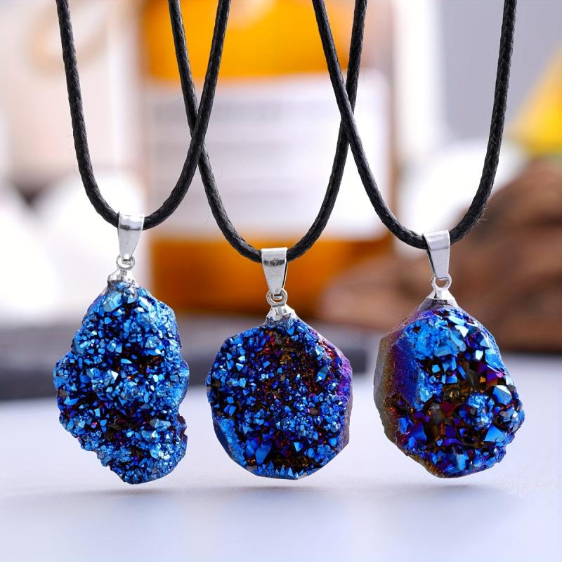 Colored Agate Crystal Pendant Energy Necklace