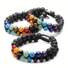 Chakra Healing Crystal Bracelet Double Row Yoga Stone Bead Bracelet
