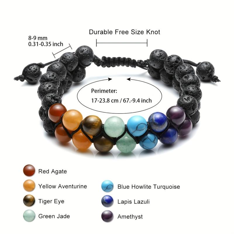 Chakra Healing Crystal Bracelet Double Row Yoga Stone Bead Bracelet