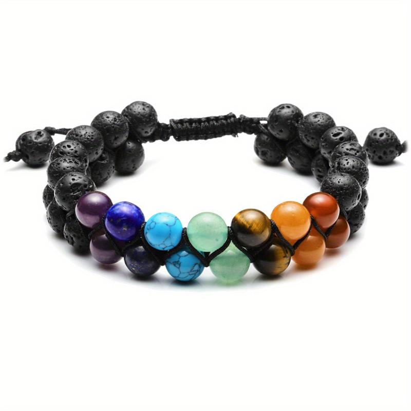 Chakra Healing Crystal Bracelet Double Row Yoga Stone Bead Bracelet