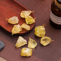 Yellow Crystal Jade Wire Pendant Necklace 1pc