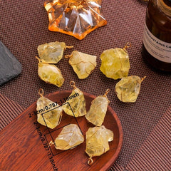 Yellow Crystal Jade Wire Pendant Necklace 1pc