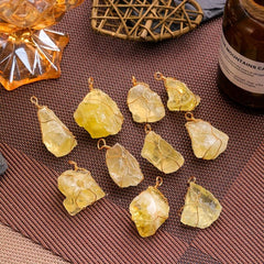 Yellow Crystal Jade Wire Pendant Necklace 1pc