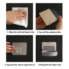 No Drilling Hair Dryer Holder Bathroom Wall Mount Bracket