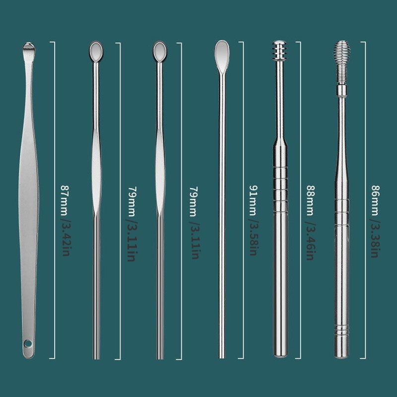 6pcs Stainless Steel Ear Picking Tool Set with Organizer Case