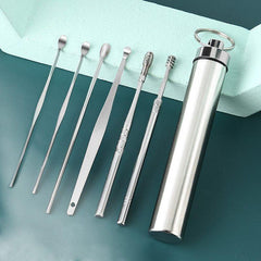 6pcs Stainless Steel Ear Picking Tool Set with Organizer Case