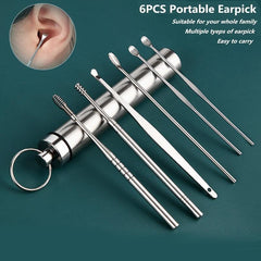 6pcs Stainless Steel Ear Picking Tool Set with Organizer Case