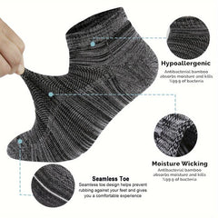 Bamboo Moisture Wicking Cushion Ankle Low Cut Socks for Men