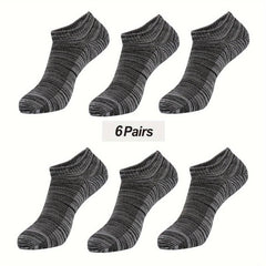 6Pairs Bamboo Flat Knit Ankle Low Cut Socks Men's Soft Moisture Wicking Socks