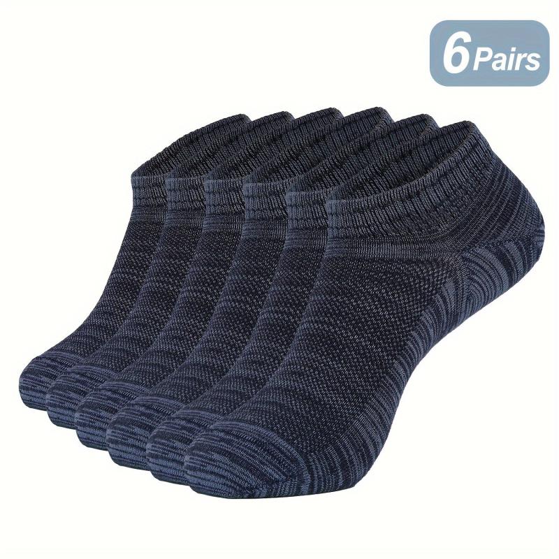 6Pairs Bamboo Flat Knit Ankle Low Cut Socks Men's Soft Moisture Wicking Socks