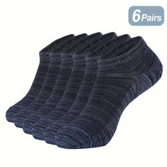 6Pairs Bamboo Flat Knit Ankle Low Cut Socks Men's Soft Moisture Wicking Socks
