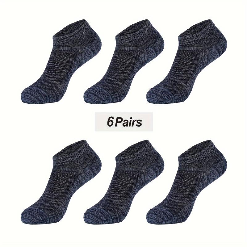 6Pairs Bamboo Flat Knit Ankle Low Cut Socks Men's Soft Moisture Wicking Socks