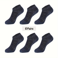 6Pairs Bamboo Flat Knit Ankle Low Cut Socks Men's Soft Moisture Wicking Socks