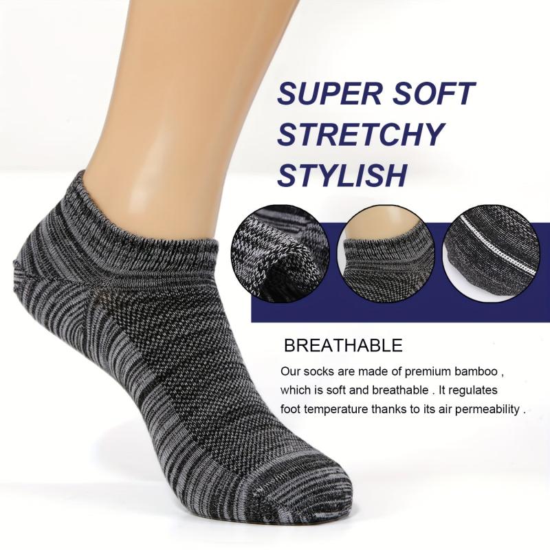 6Pairs Bamboo Flat Knit Ankle Low Cut Socks Men's Soft Moisture Wicking Socks