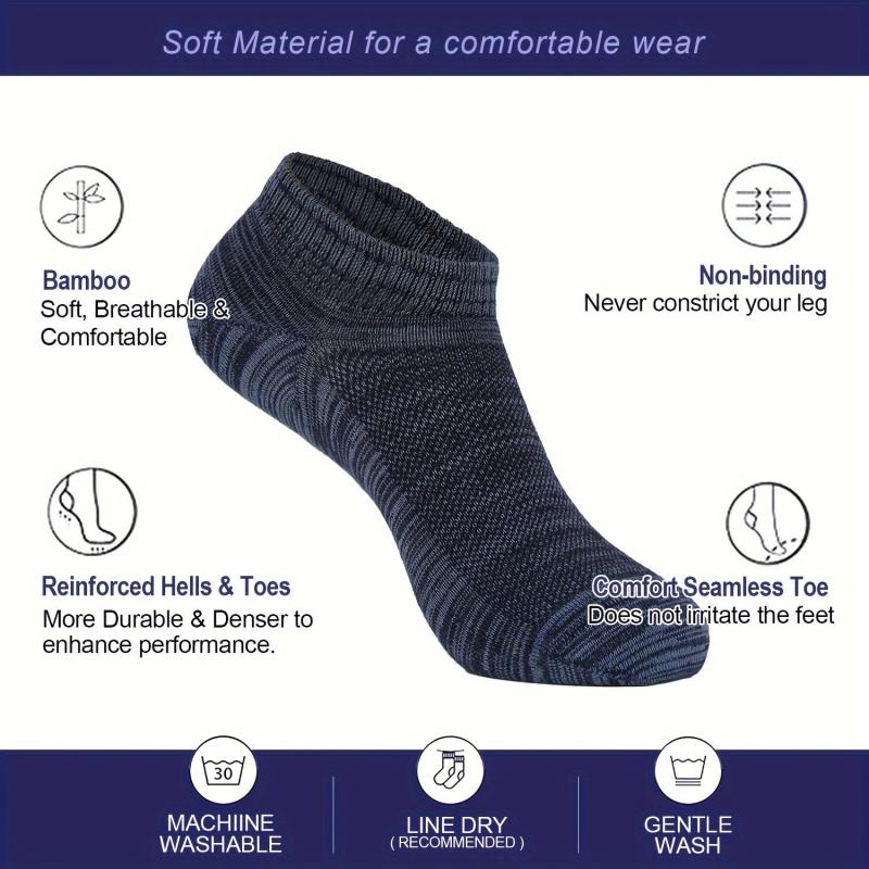 6Pairs Bamboo Flat Knit Ankle Low Cut Socks Men's Soft Moisture Wicking Socks