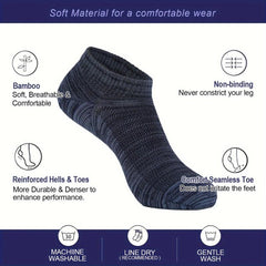6Pairs Bamboo Flat Knit Ankle Low Cut Socks Men's Soft Moisture Wicking Socks