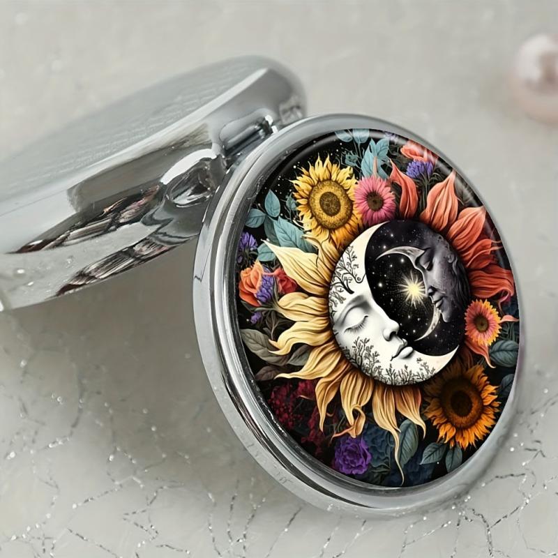 Flower Sun And Moon Pill Box 3 Compartment Decorative Travel Organizer