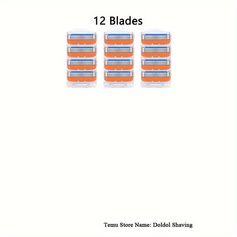 5-Layer Orange Shaving Razor Set with Reusable Blades