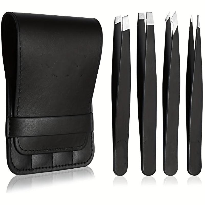 Professional Tweezers Set for Eyebrows Precision Hair Removal with Storage Bag