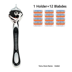 5 Layers Reusable Safety Razor Classic Shaving Stainless Steel Blades Set