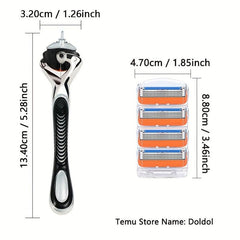 5 Layers Reusable Safety Razor Classic Shaving Stainless Steel Blades Set